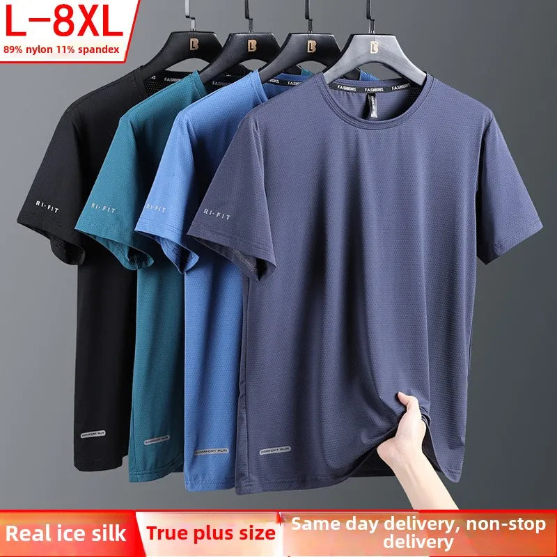 Мъжка тенишка Ice Silk — бързосъхнеща, plus size до 8XL
